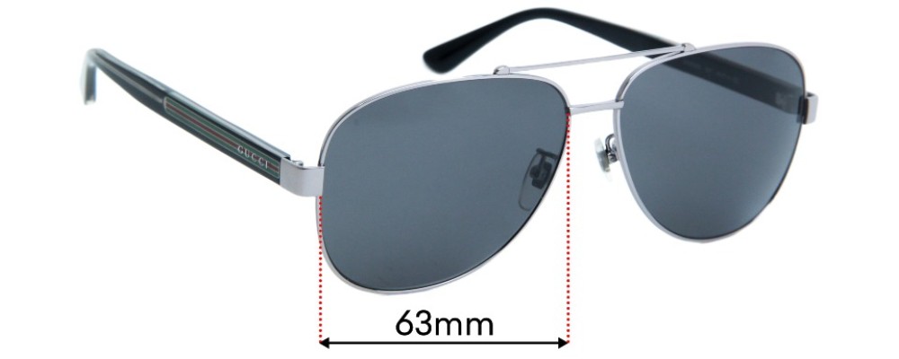 Sunglass Fix Replacement Lenses for Gucci GG0528S - 63mm Wide