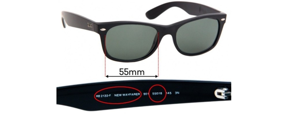 Ray Ban RB2132-F New Wayfarer 55mm Replacement Lenses