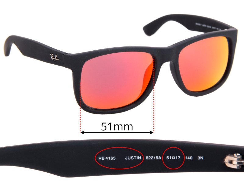 Ray Ban RB4165 Justin 51mm Replacement Lenses
