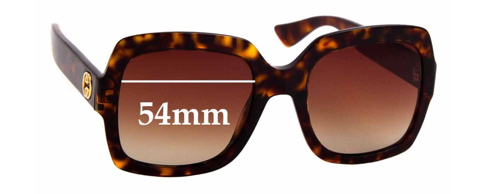 Sunglass Fix Replacement Lenses for Gucci GG0036/S - 54mm Wide
