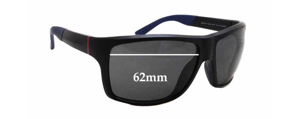Sunglass Fix Replacement Lenses for Gucci GG1410/S - 62mm Wide