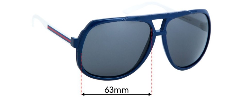 Sunglass Fix Replacement Lenses for Gucci GG1622/S - 63mm Wide