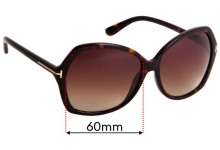 Sunglass Fix Replacement Lenses for Tom Ford Carola TF328 - 60mm Wide